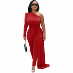 One Shoulder Long Sleeve Casual Jumpsuits