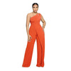 One Shoulder Sleeveless Wide Leg Solid Elegant Jumpsuits