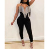 Women Tassels Spring Sleeveless V Neck Jumpsuit