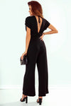 Black V-Neck Dolman Sleeves Wide Leg Jumpsuit