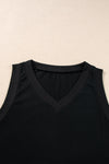 Black Contrast Trim V-Neck Loose Fit Tank Top