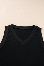 Black Contrast Trim V-Neck Loose Fit Tank Top