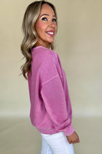 Skobeloff Notched Neck Exposed Seam Drop Shoulder Sweatshirt