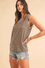 Black Contrast Trim V-Neck Loose Fit Tank Top