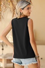 Black Contrast Trim V-Neck Loose Fit Tank Top