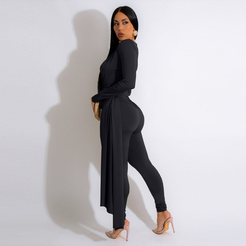  Women Sexy Long Sleeve Deep V Neck Jumpsuits