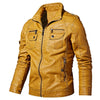 Men  Winter Fleece Casual Motorcycle  Genuine Leather Jacket