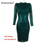 Women’s  Elegant Long Sleeved Winter Sequin Bodycon  Dresses