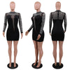 Women’s Sheer Mesh Rhinestone  Long Sleeve Elegant Sexy Mini Dresses