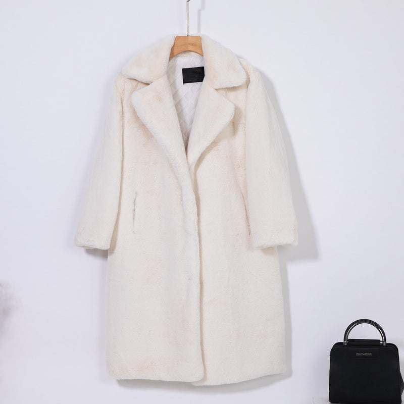 New Women Winter Warm Faux Fur  Turn Down Collar  Warm Coats