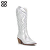 Women 2022 Zip Embroidered Cowboy Boots