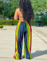 Halter Multi Color Strapless Wide Leg Backless Jumpsuits