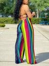 Halter Multi Color Strapless Wide Leg Backless Jumpsuits