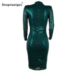 Women’s  Elegant Long Sleeved Winter Sequin Bodycon  Dresses