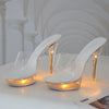 Women Light Up Glowing  Luminous Clear  Platform  LED High Heel Transparent   Shoes