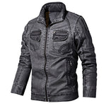 Men  Winter Fleece Casual Motorcycle  Genuine Leather Jacket