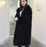 Women Faux Rabbit Hair Fur Hooded  Long  Loose Thick Warm Faux Fur Jackets