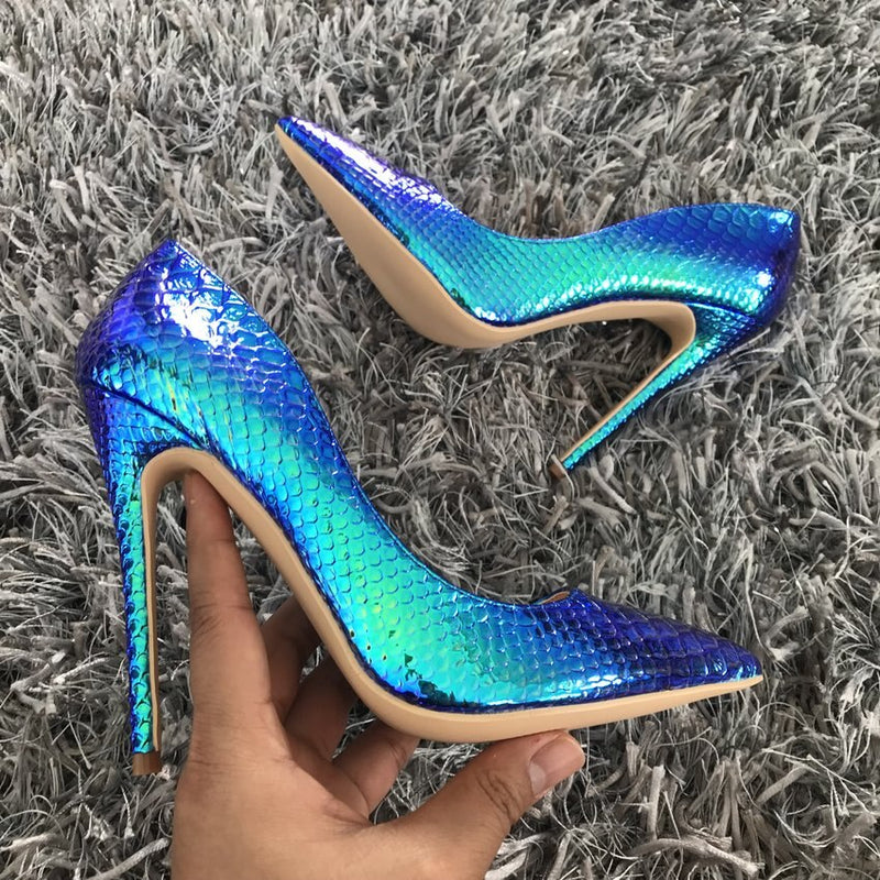 Woman’s  Snake Printed High Heel Shoes