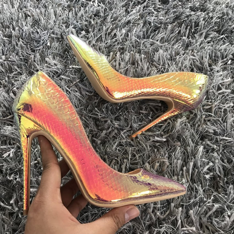 Woman’s  Snake Printed High Heel Shoes