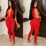 Women Sexy Summer Sleeveless Deep V Neck Jumpsuits